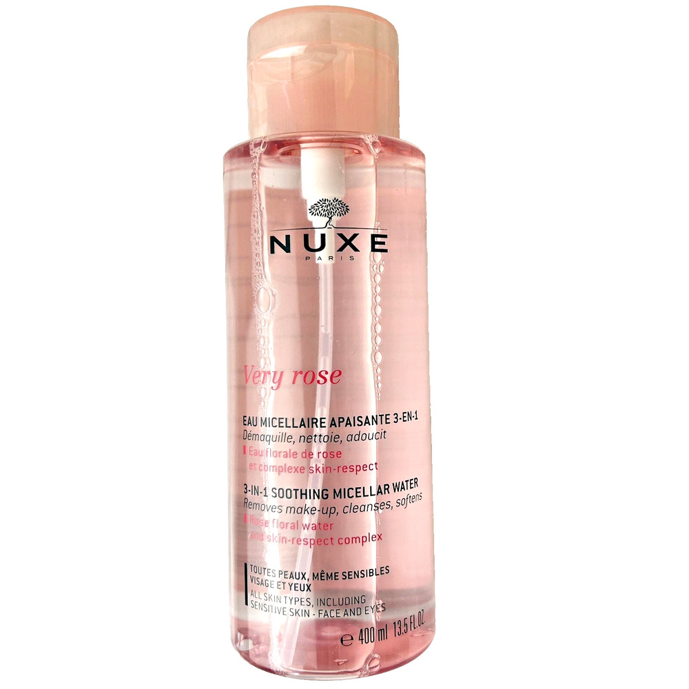 NUXE Very Rose Soothing Micellar Water 3-in-1 Cleanser Makeup Remover 13.5floz